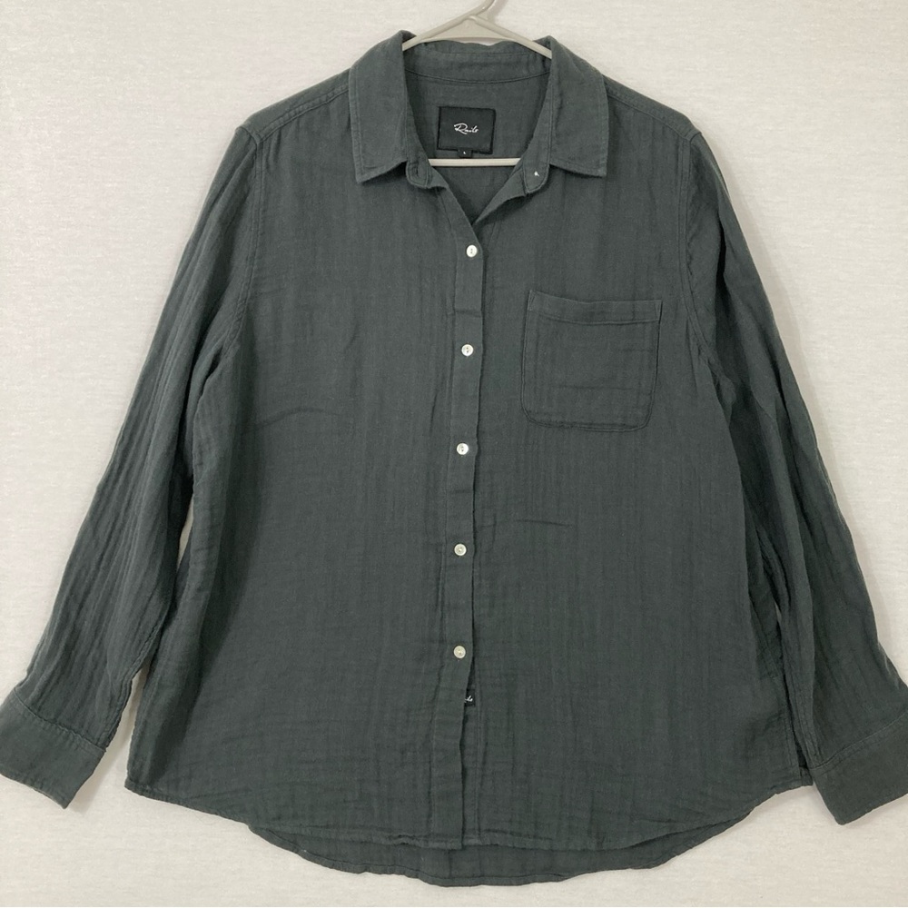 Rails Ellis Washed Black Gauzy Cotton Button Down size Large